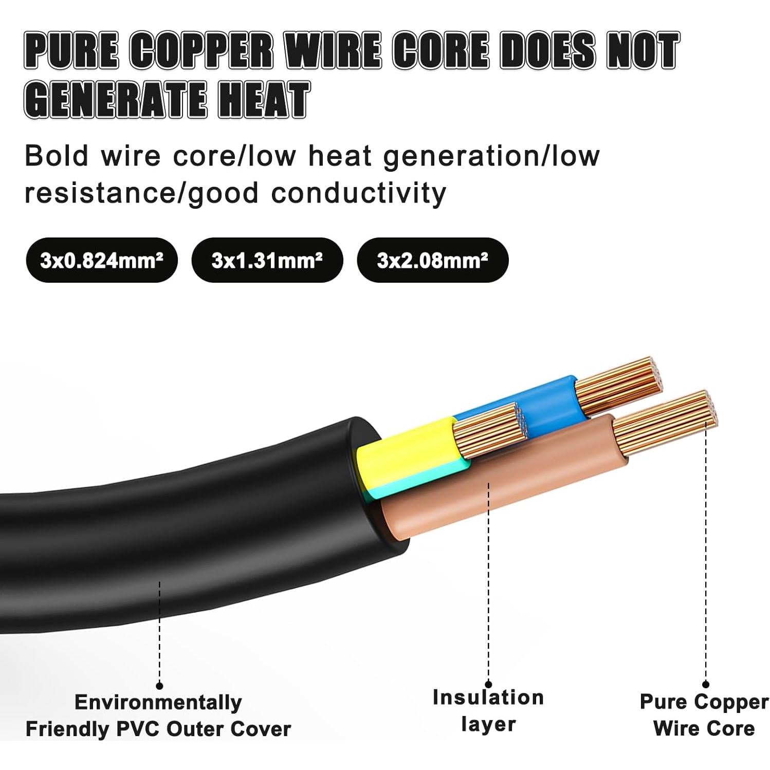 Cable de Alimentación para Parrilla de Humo de Pellet 1.83m Ethanberg