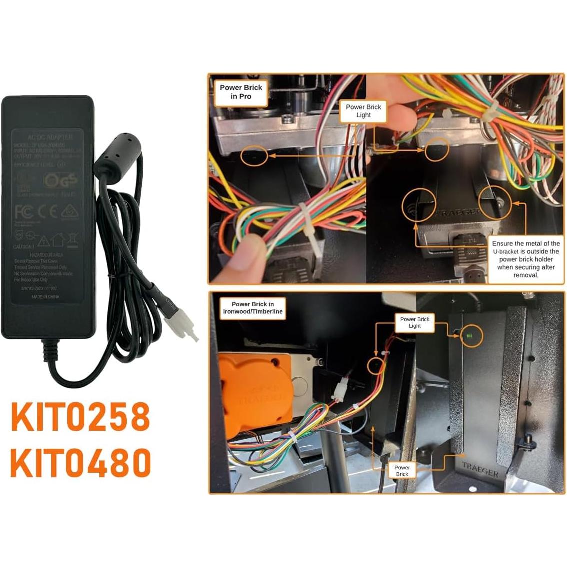 Adaptador de Corriente AC/DC KIT0480 para Traeger Pro, Ironwood