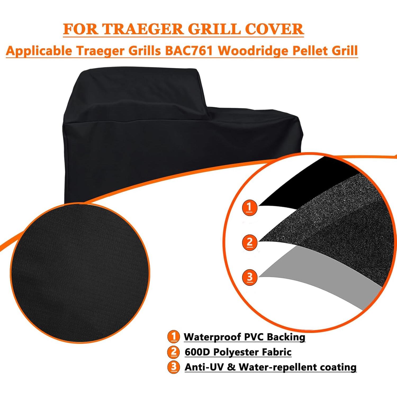 Cubierta para Parrilla Traeger BAC761 Woodridge 600D Impermeable