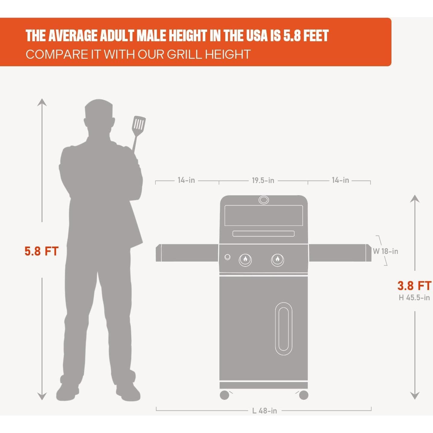 Parrilla de Gas Monument Grills Mesa200S 2 Quemadores Acero Inoxidable