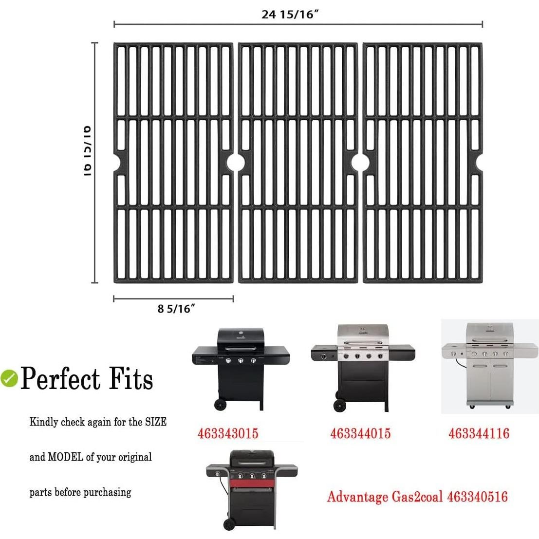 Rejillas de Parrilla Charbroil Gcostar 3 Piezas 43x21cm Hierro Fundido