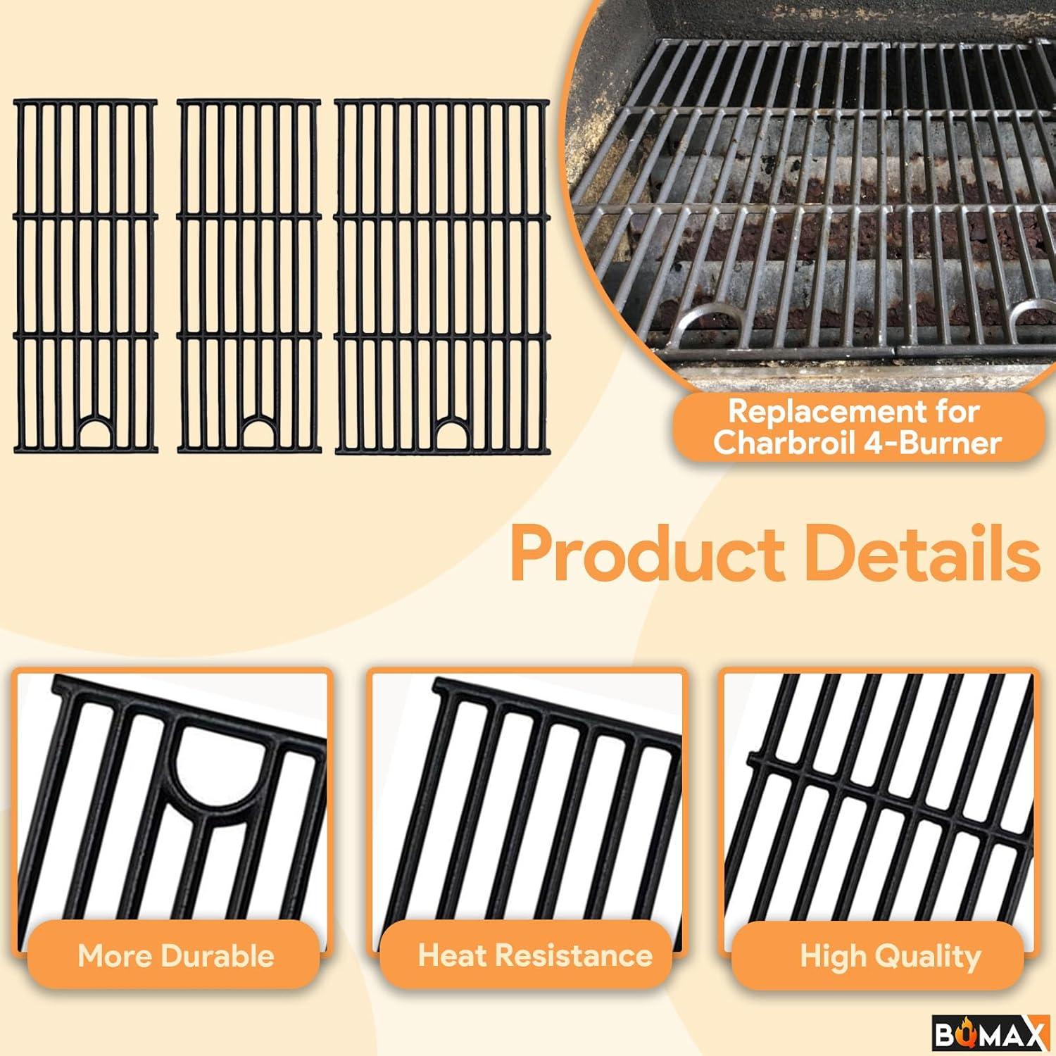 Rejilla de Parrilla BQMAX 17" Hierro Fundido para Charbroil 4 Quemadores