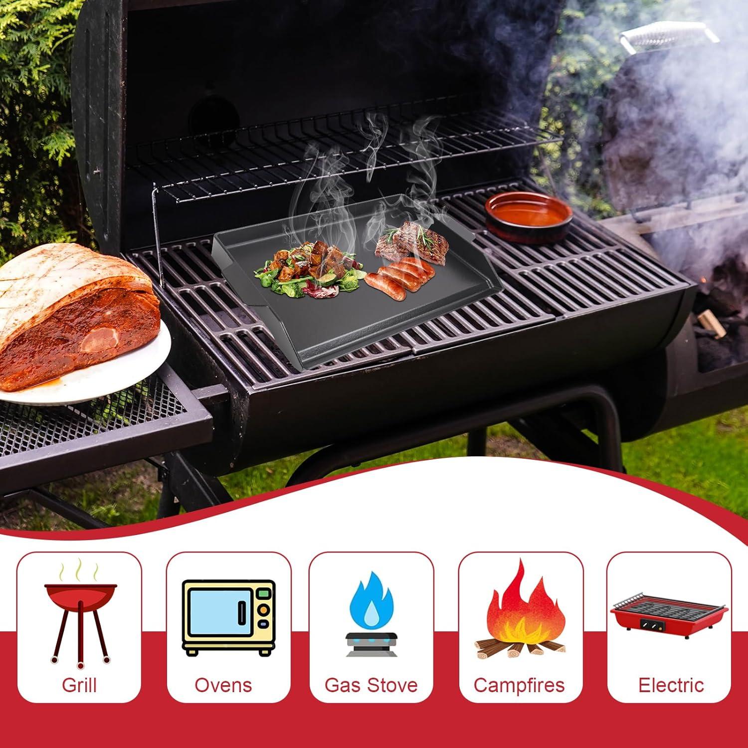 Plancha de Hierro Fundido Antiadherente GLOWYE 58x40 cm para Parrilla