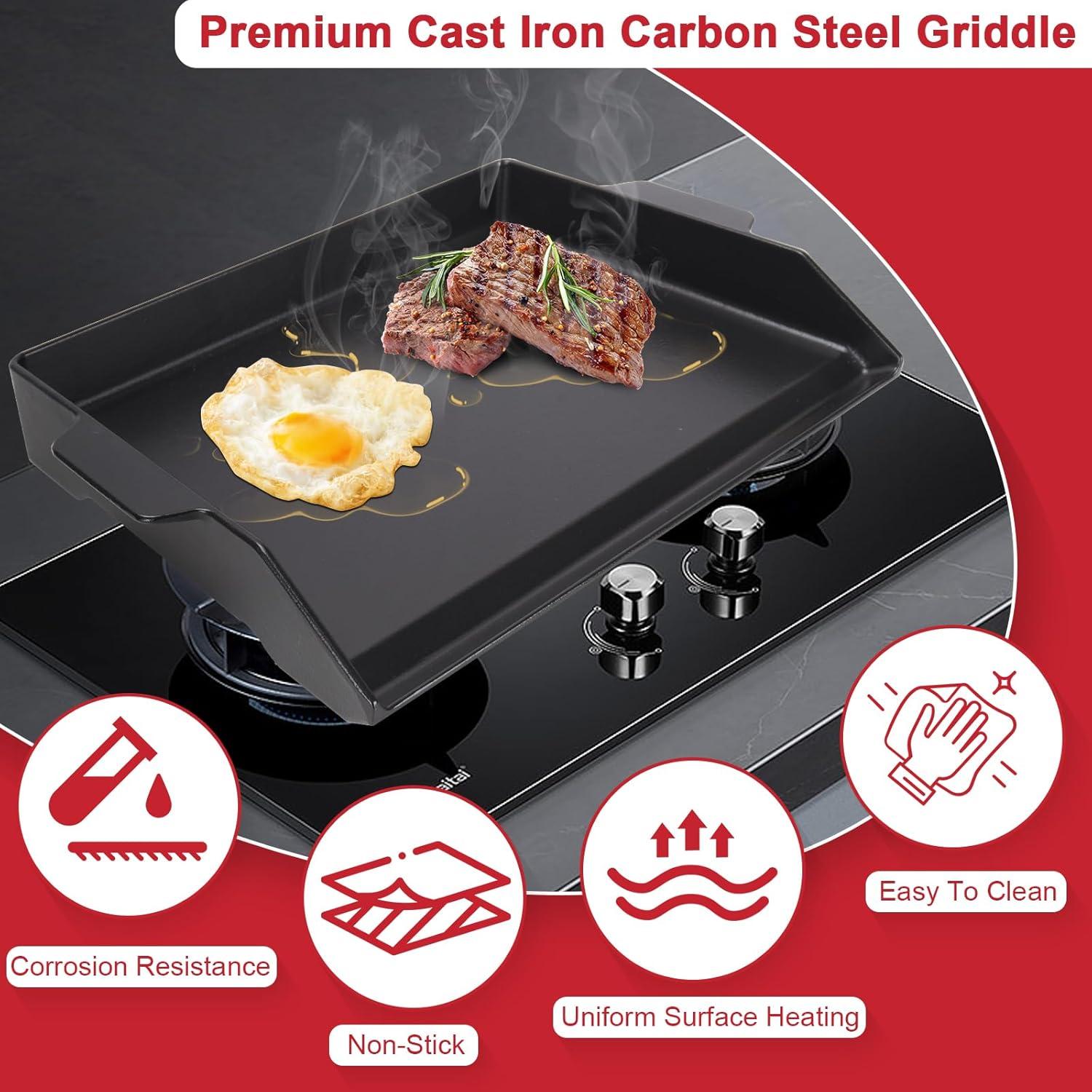 Plancha de Hierro Fundido Antiadherente GLOWYE 58x40 cm para Parrilla