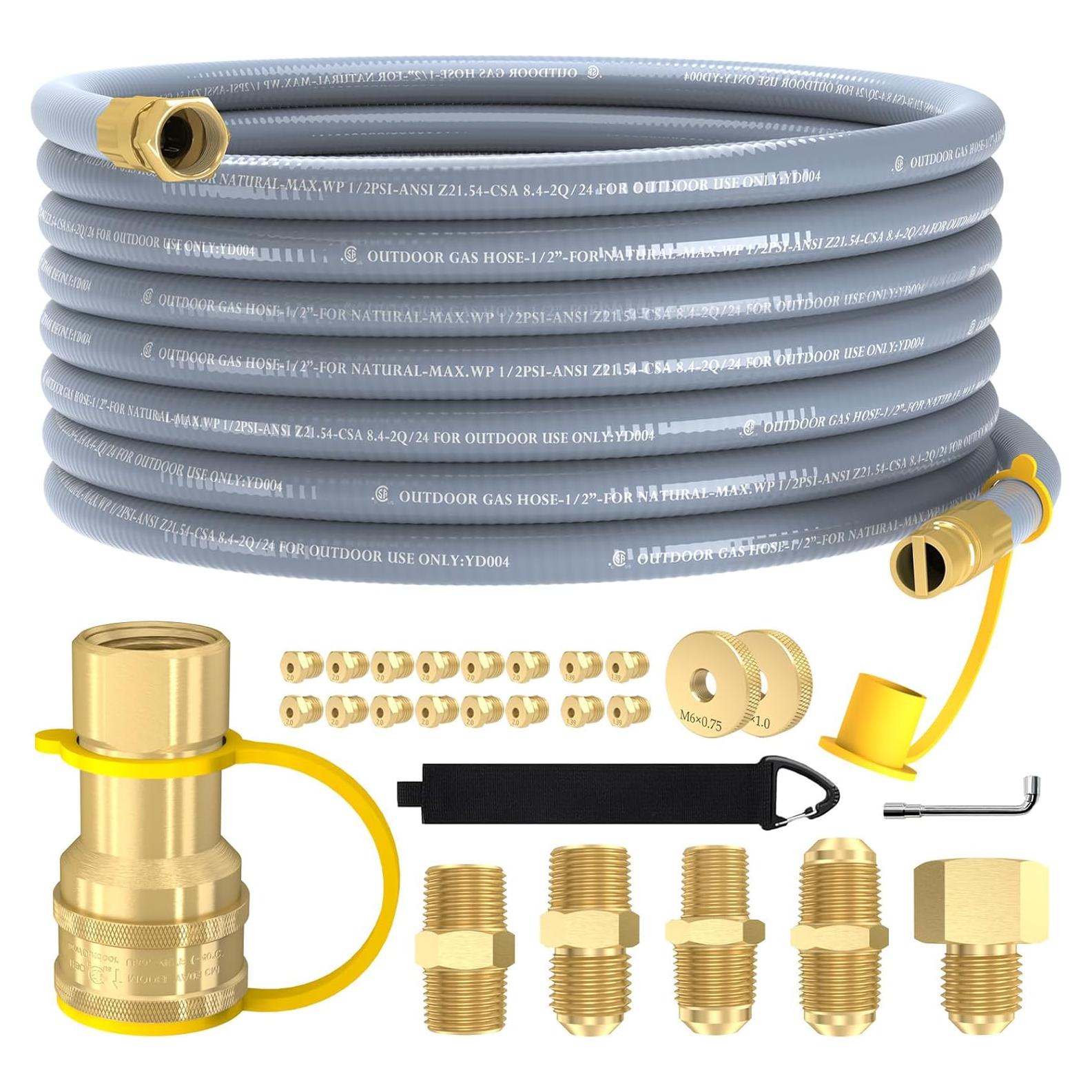 Manguera de Gas Natural 12FT GardenNow 3/8" con Adaptadores