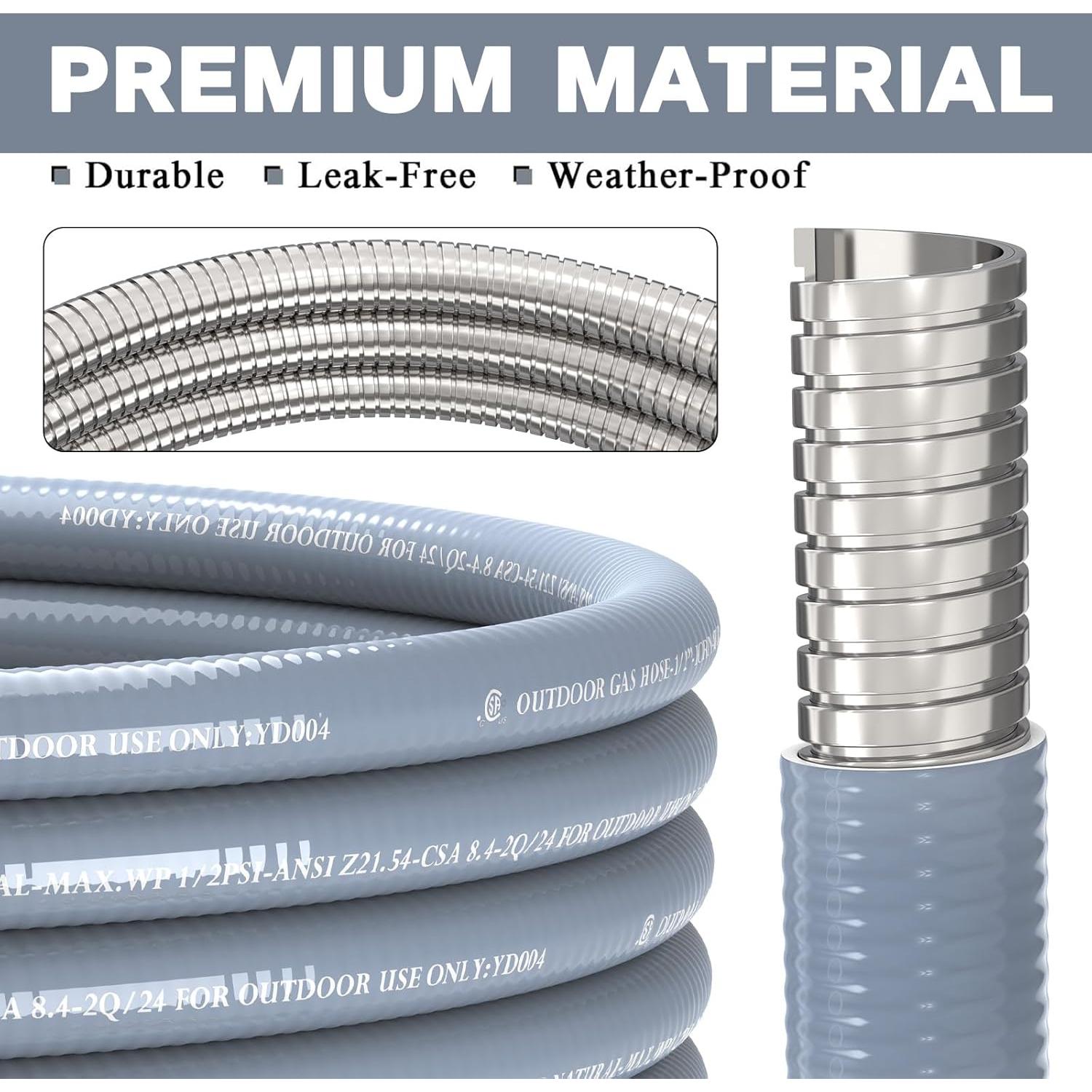 Manguera de Gas Natural 12FT GardenNow 3/8" con Adaptadores