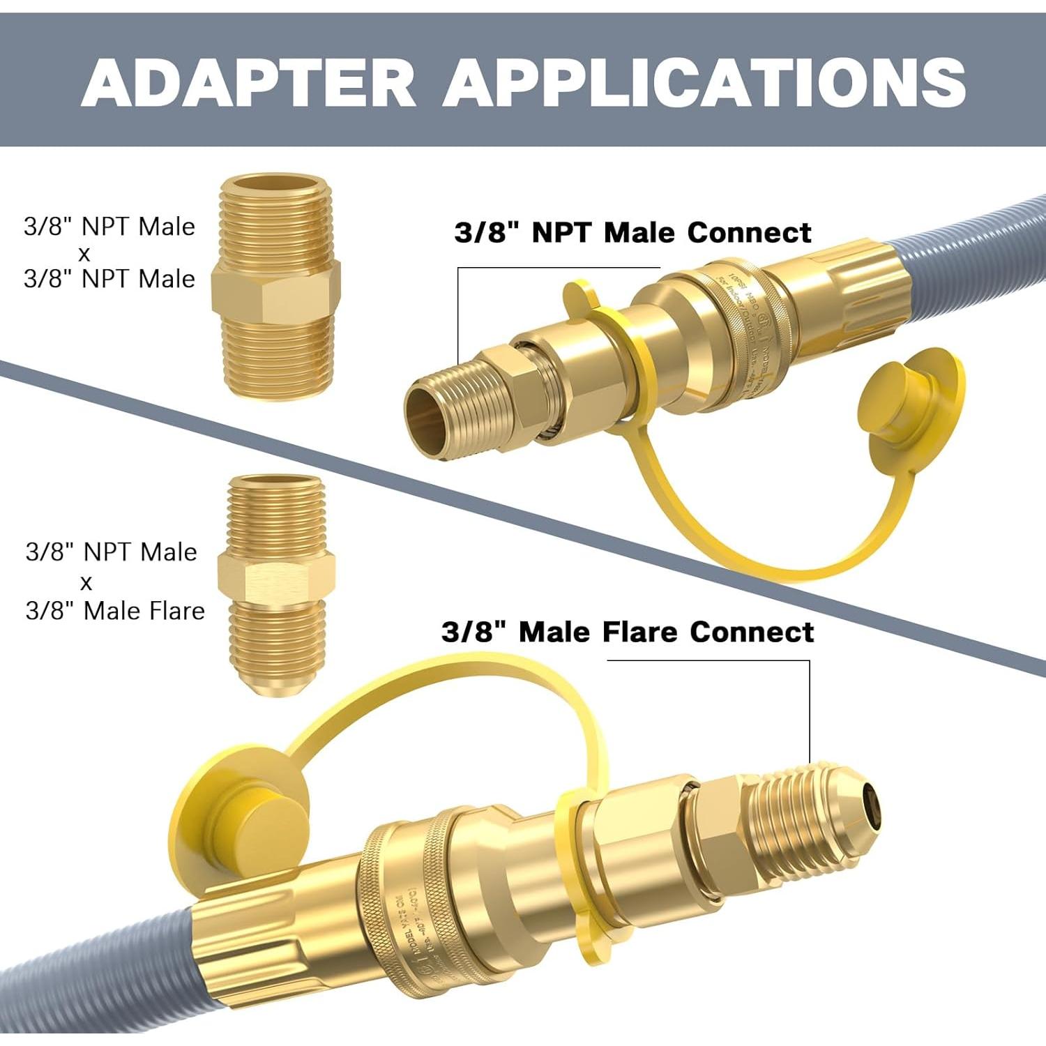 Manguera de Gas Natural 12FT GardenNow 3/8" con Adaptadores