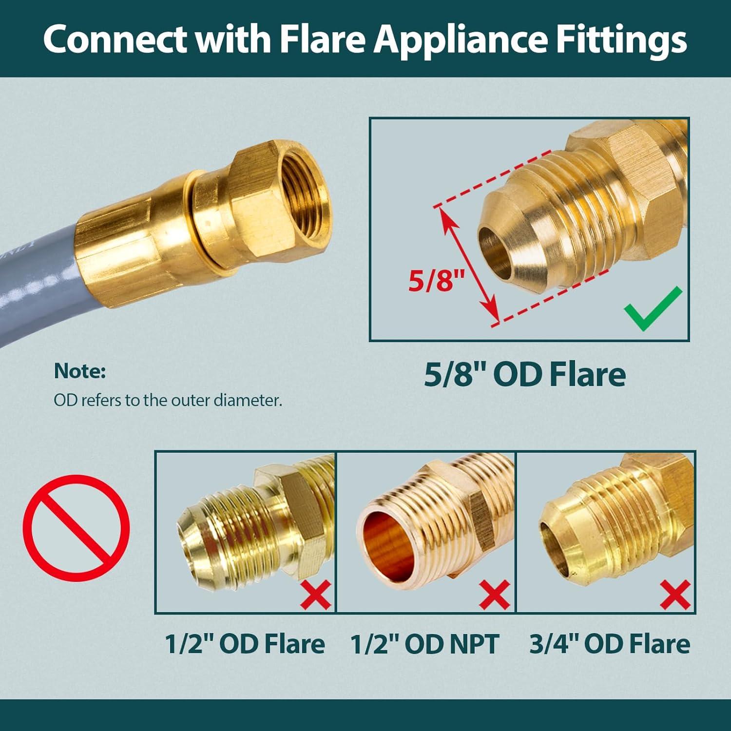 Manguera de Gas Natural GASPRO 24 Pies 3/8" ID Conexión Rápida