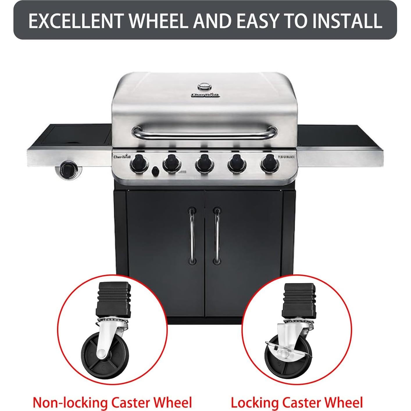 Ruedas de Parrilla Charbroil 3" (7.62 cm) - 4 Piezas