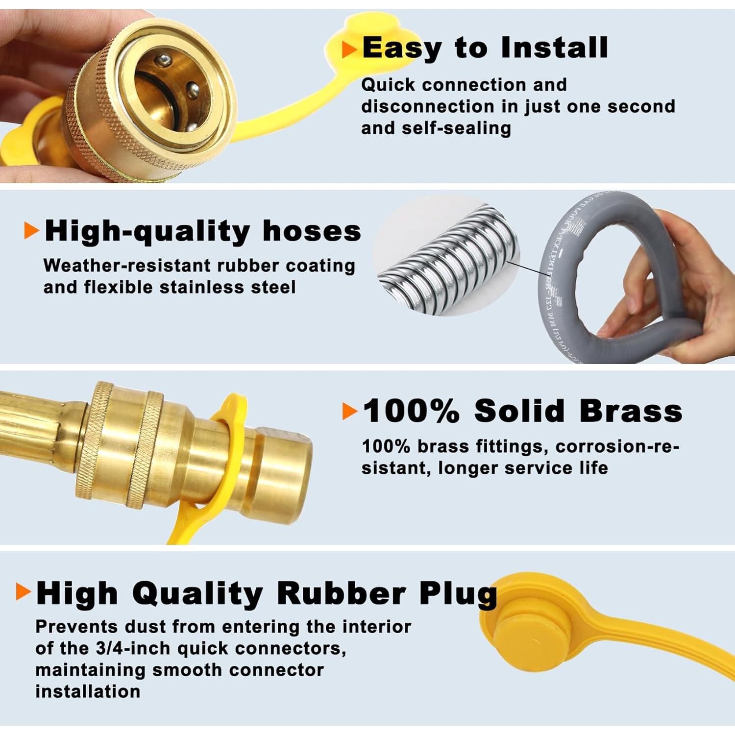 Manguera de Gas Natural 12 Pies 1/2" ID SUMNEW con Desconexión Rápida