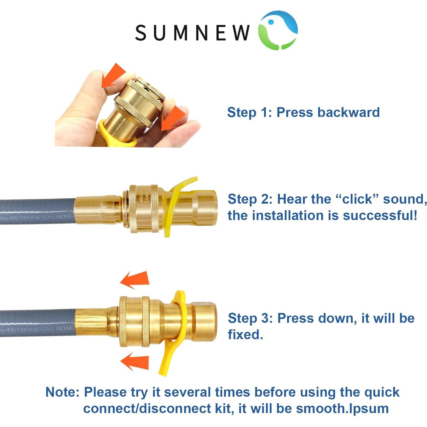 Manguera de Gas Natural 12 Pies 1/2" ID SUMNEW con Desconexión Rápida
