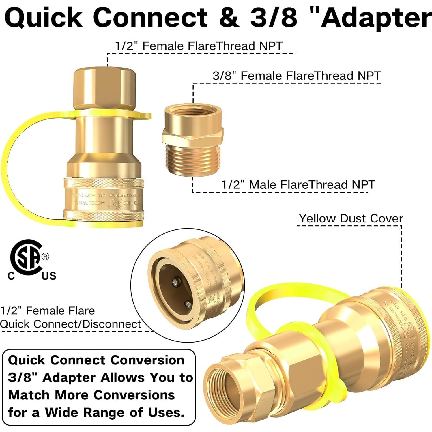 Manguera de Gas Natural 12FT 1/2" NQN con Conectores