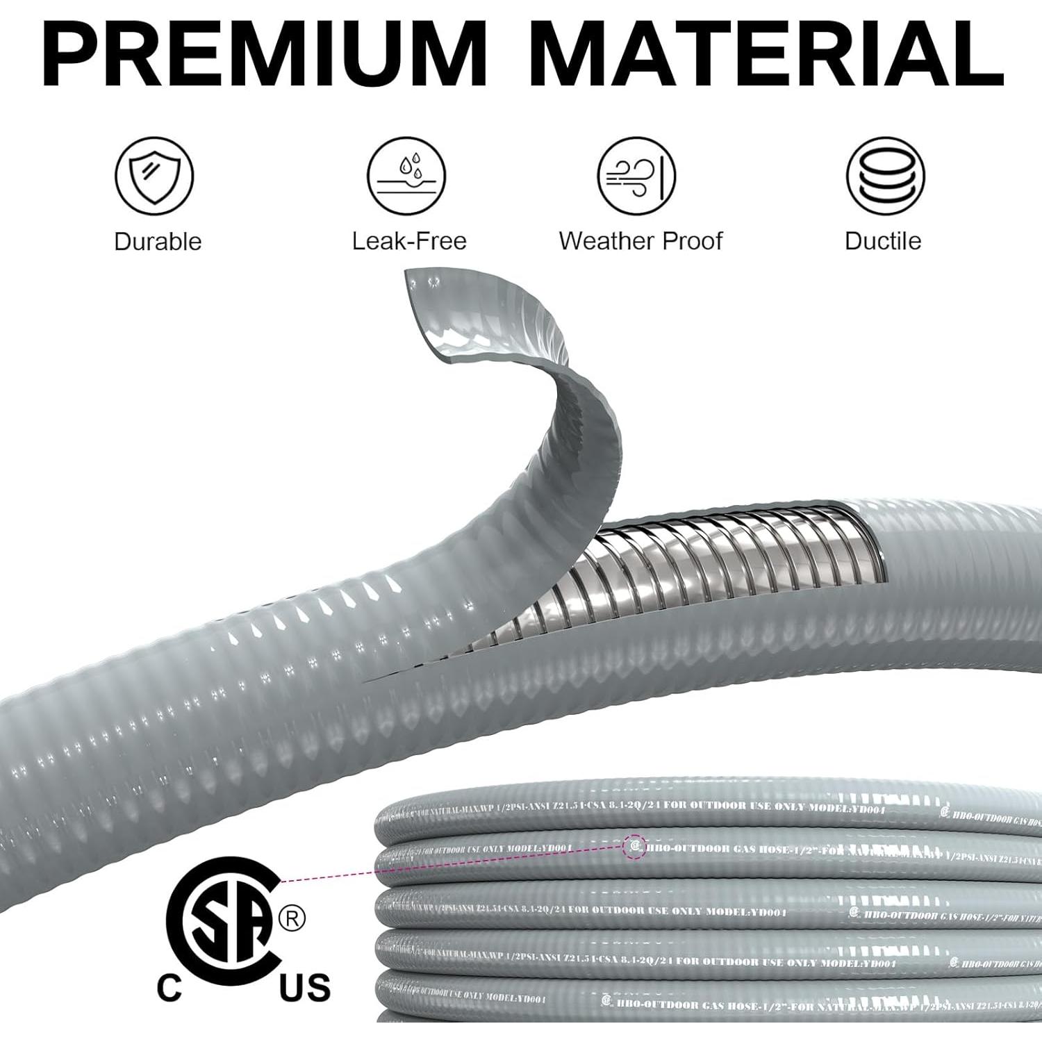 Manguera de Gas Natural 12FT 1/2" NQN con Conectores