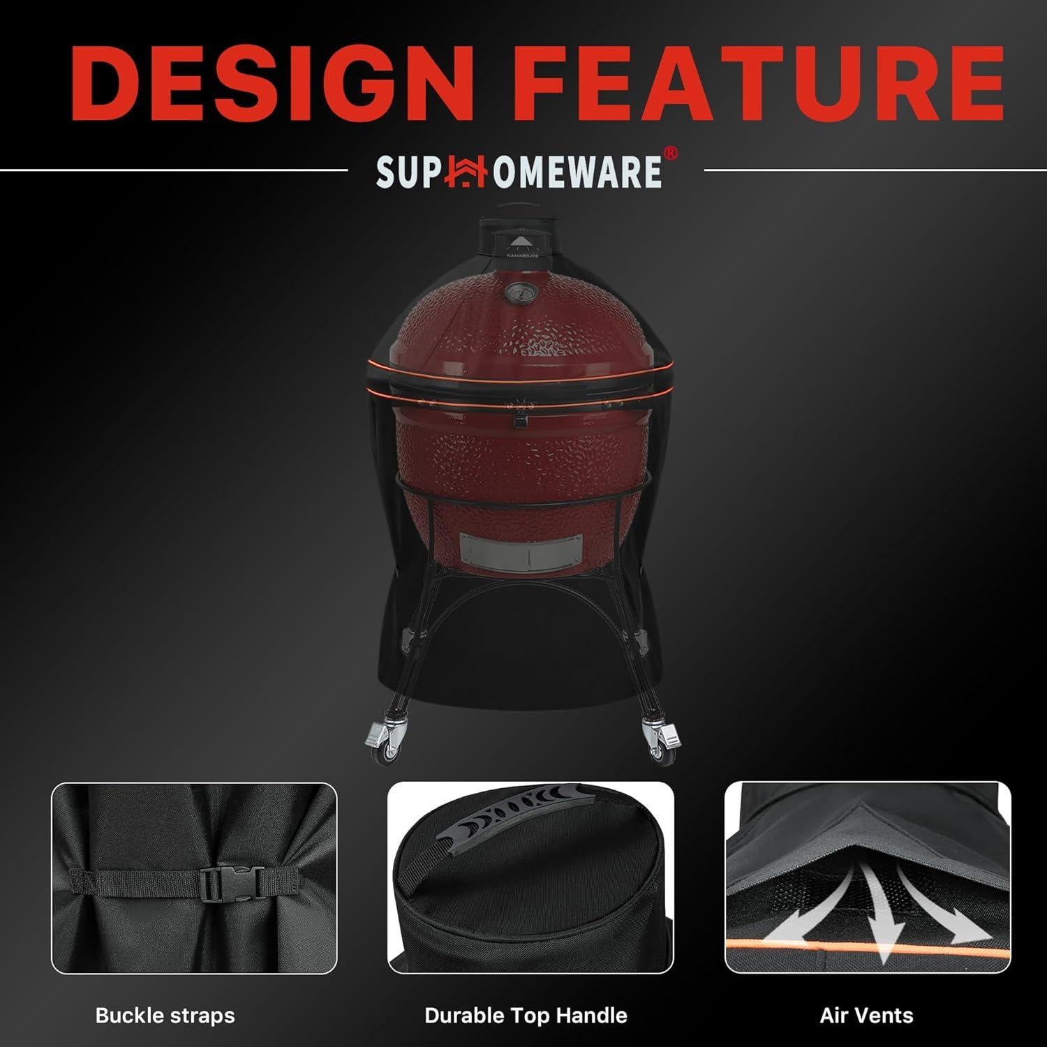 Funda para Parrilla Kamado Joe Clásico Suphomeware Negra 55.88 cm