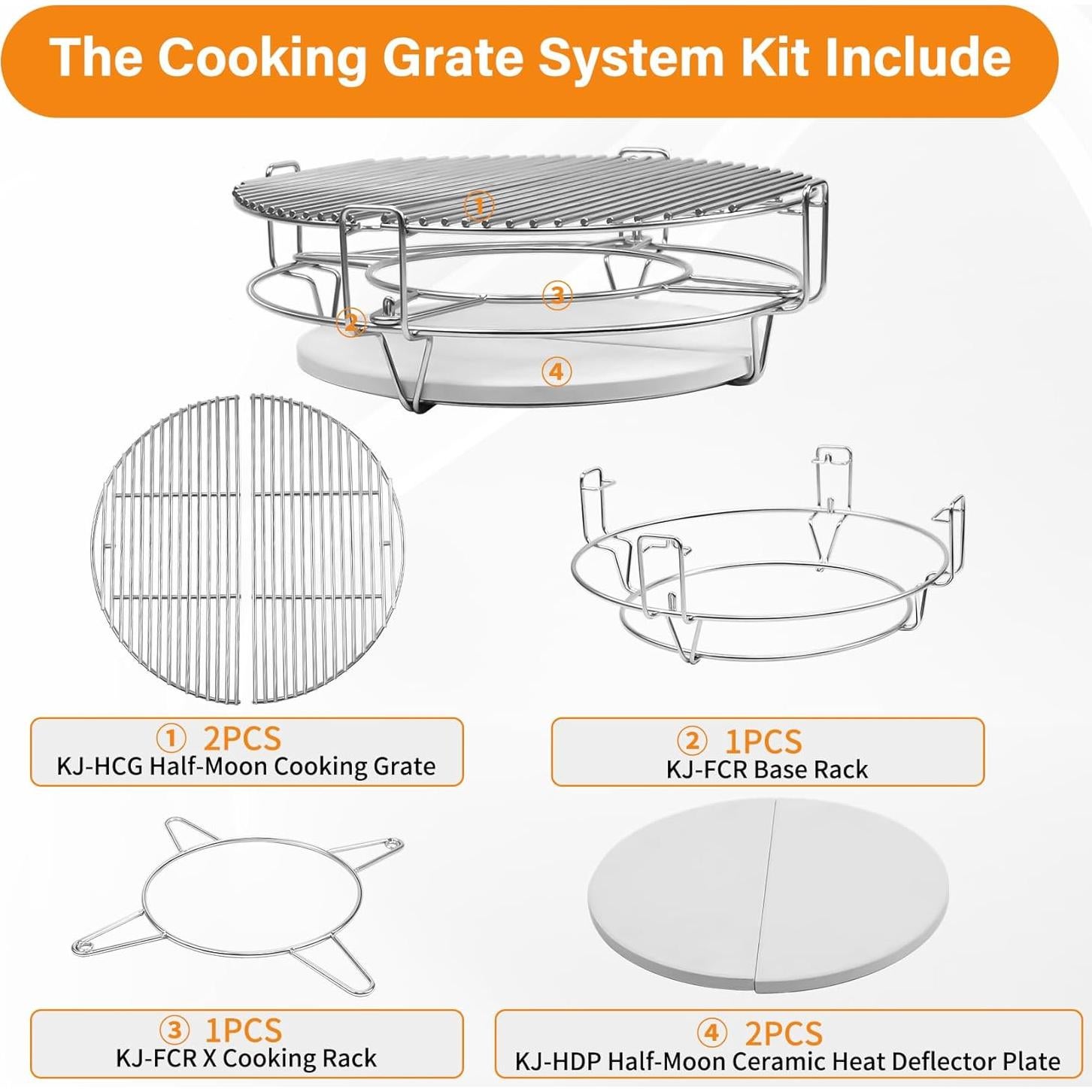 Kit de Reemplazo Parrilla Kamado Joe 18" Acero Inoxidable 6 Piezas