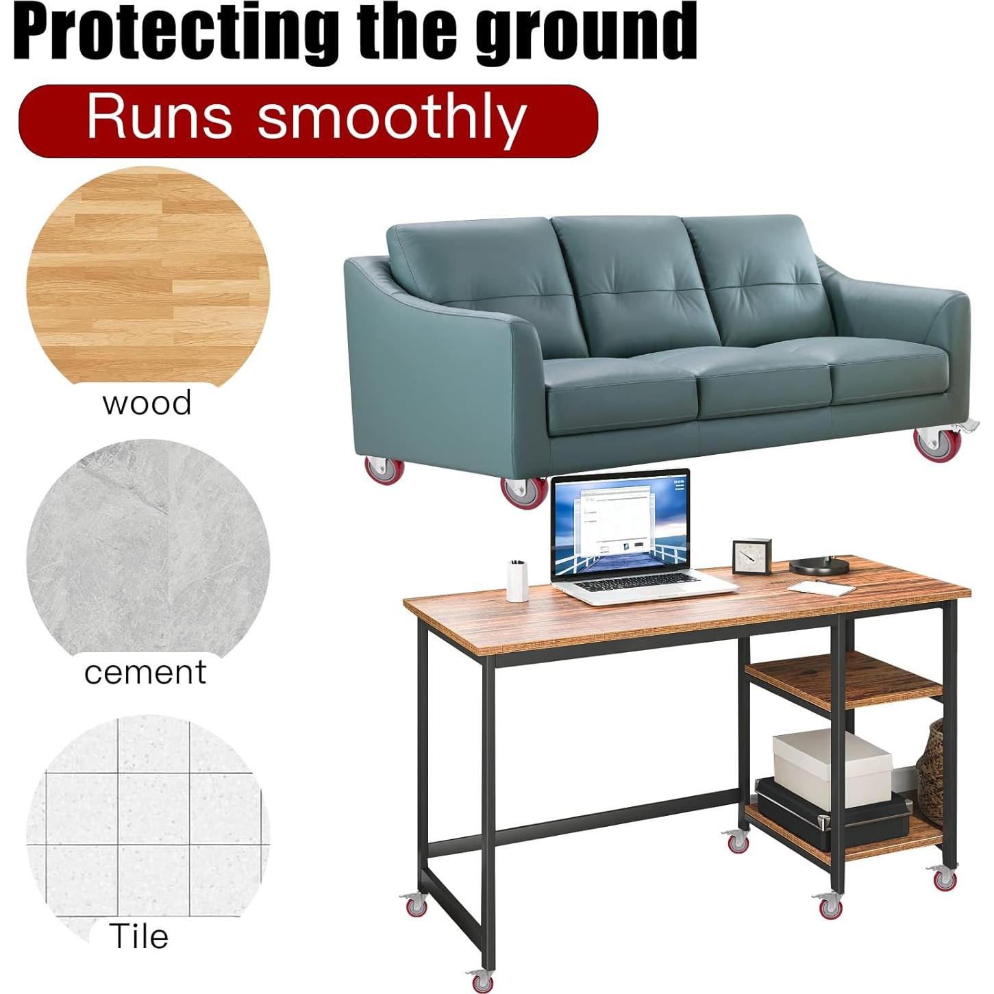 Ruedas de Casters DICASAL 3" PVC Rojo con Freno Doble Bloqueo