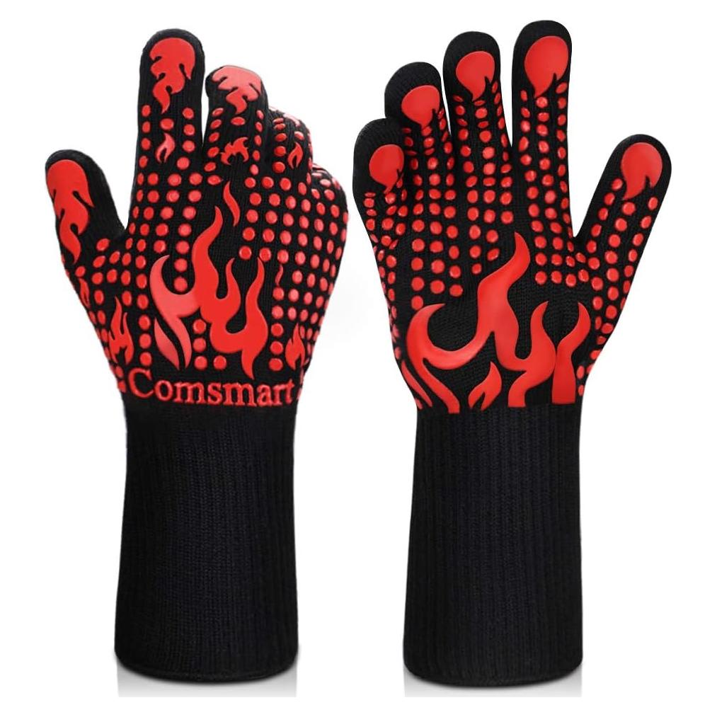 Guantes BBQ Comsmart Rojo Resistentes al Calor 800°C