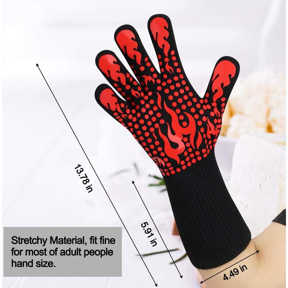 Guantes BBQ Comsmart Rojo Resistentes al Calor 800°C
