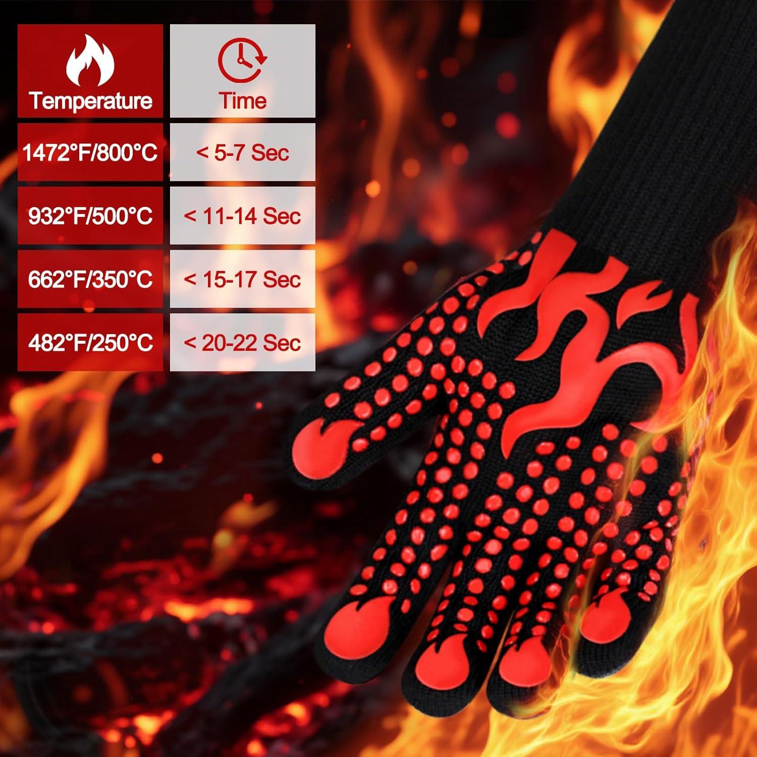 Guantes BBQ Comsmart Rojo Resistentes al Calor 800°C