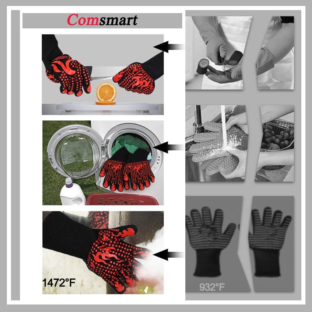 Guantes BBQ Comsmart Rojo Resistentes al Calor 800°C