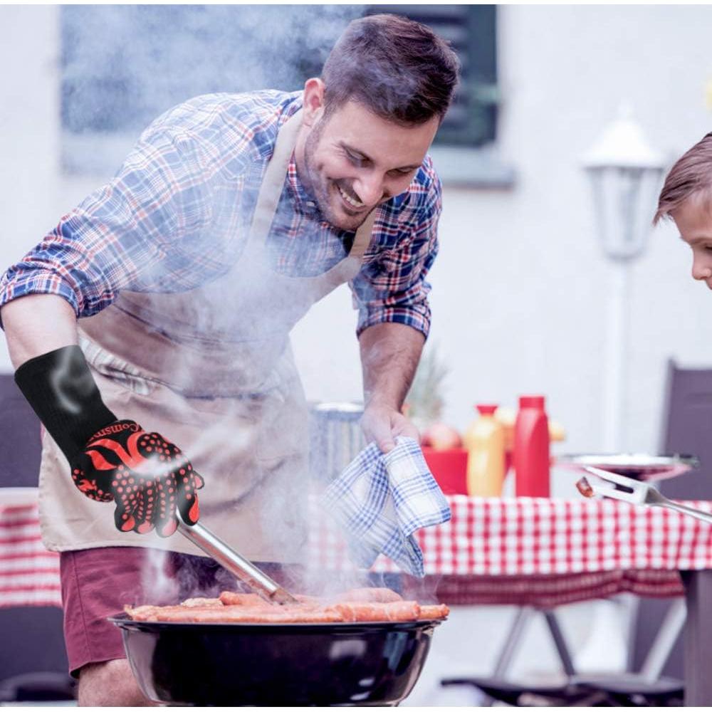 Guantes BBQ Comsmart Rojo Resistentes al Calor 800°C