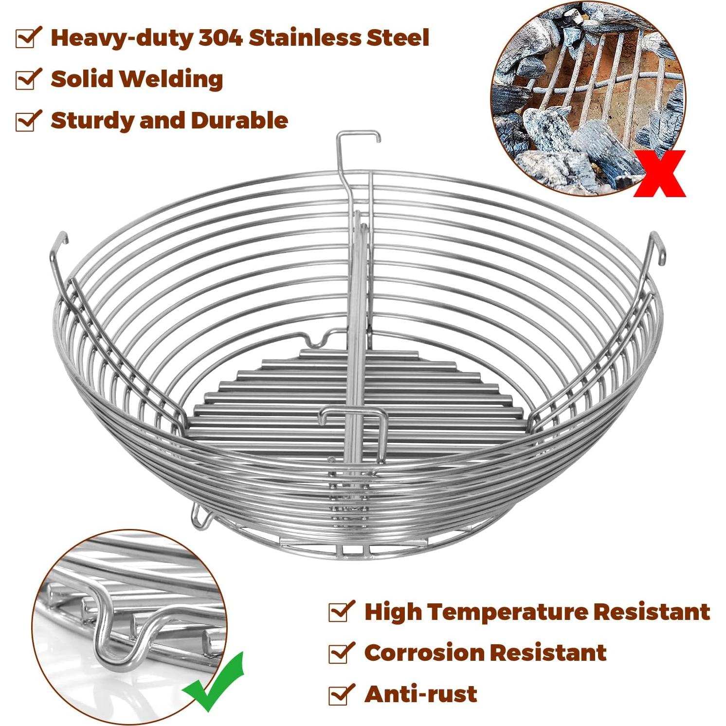 Cesta de Carbón Inoxidable Vankey para Kamado Joe Big Joe 49.5 cm