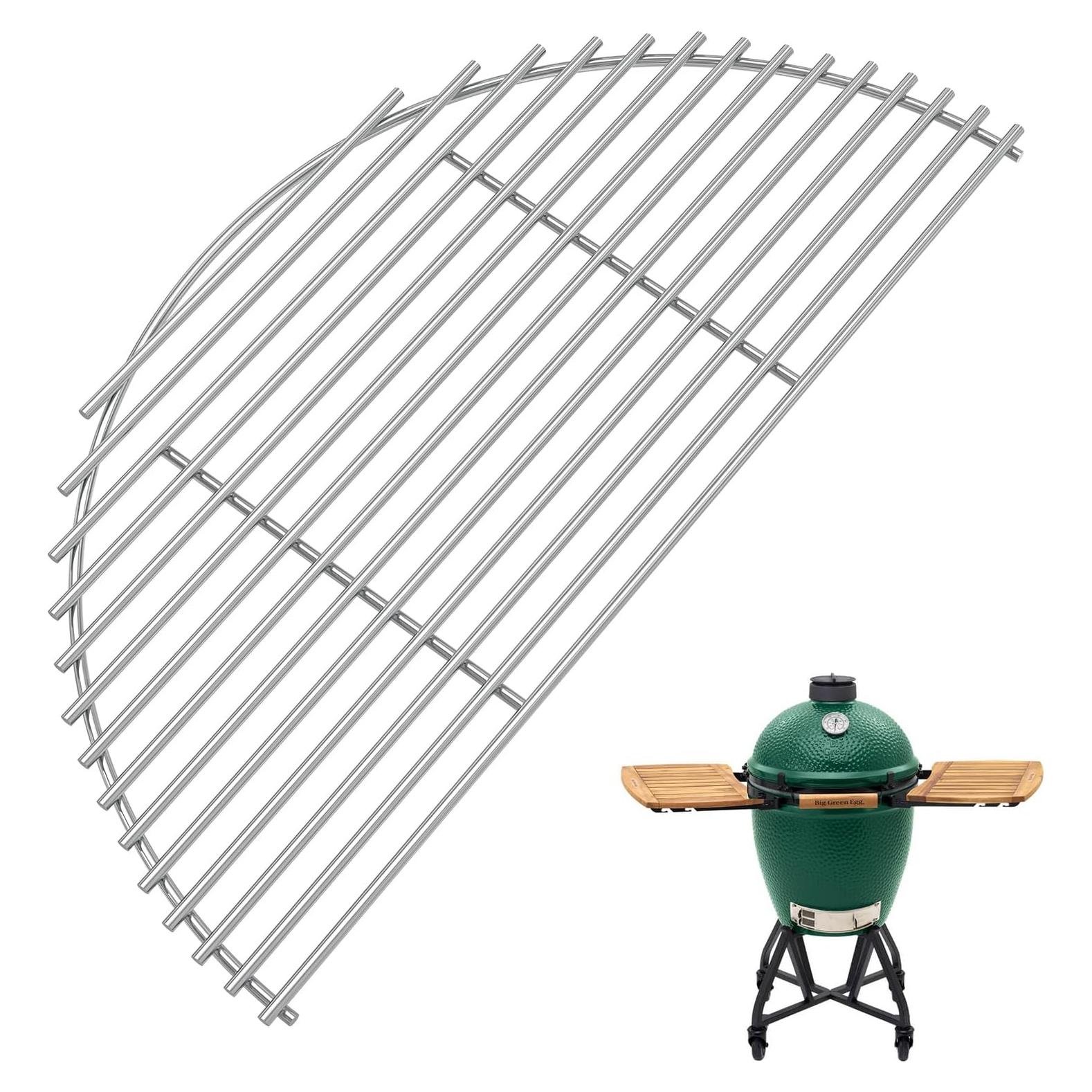 18" Half-Moon Stainless Steel Cooking Grate for Kamado Joe Classic I, II, III, Large Big Green Egg, and Other Round 18-inch Charcoal Grills Accessories, Replacement Parts for Kamado Joe KJ-HCG