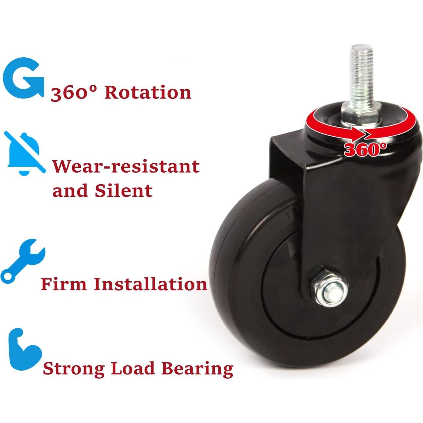 Juego de Ruedas Giratorias Vankey 10cm para Kamado Joe III