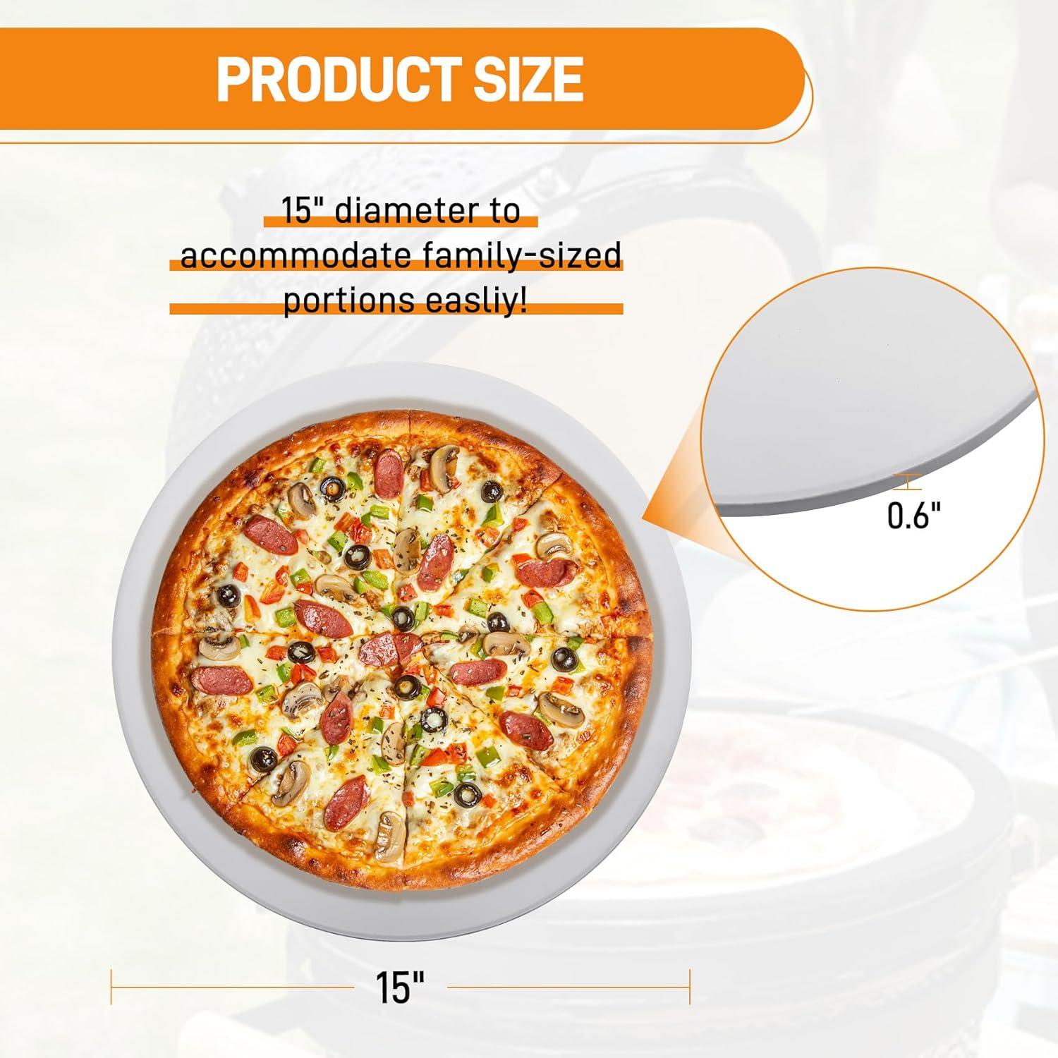 Piedra para Pizza Redonda 38 cm Cordierita para Parrilla Kamado Joe
