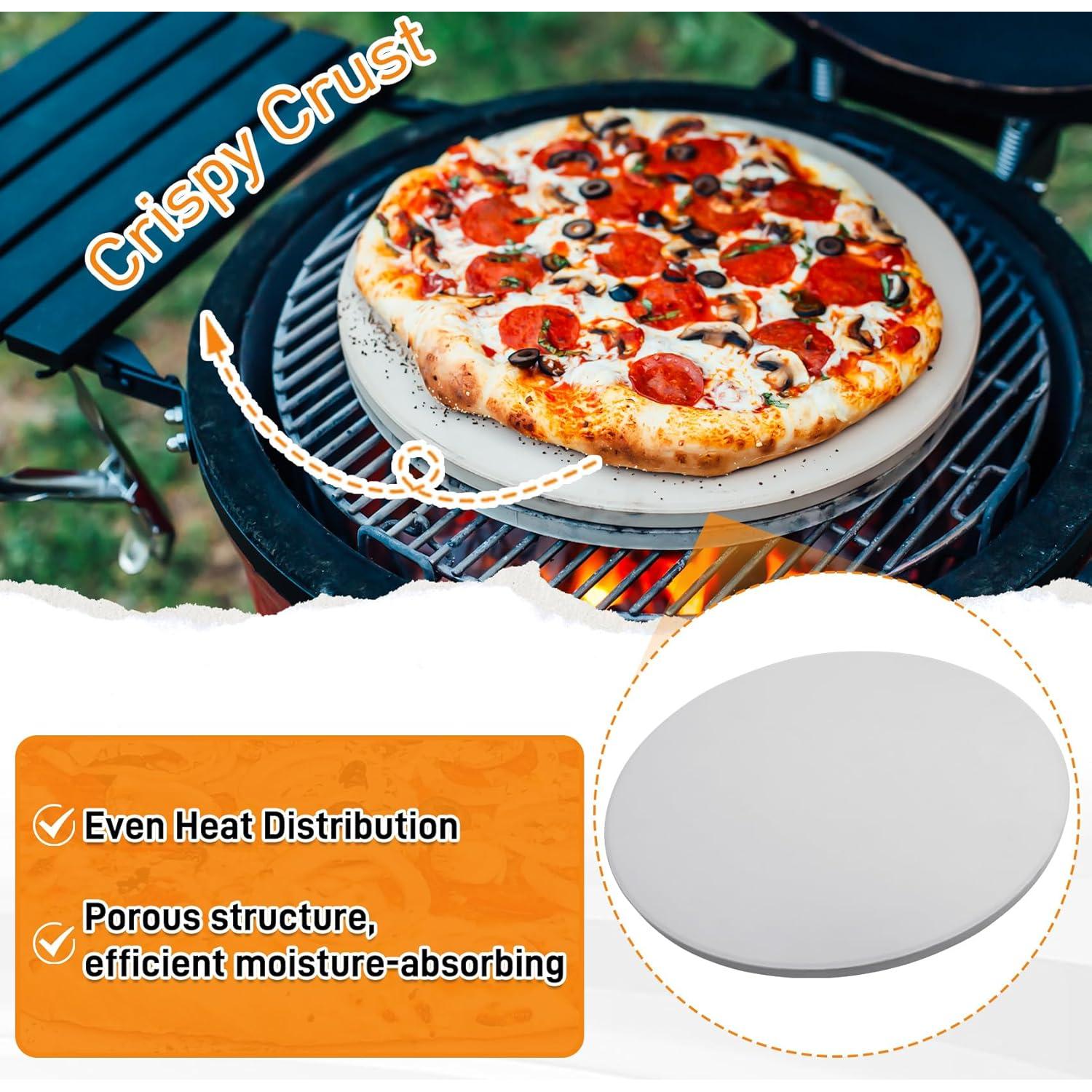 Piedra para Pizza Redonda 38 cm Cordierita para Parrilla Kamado Joe