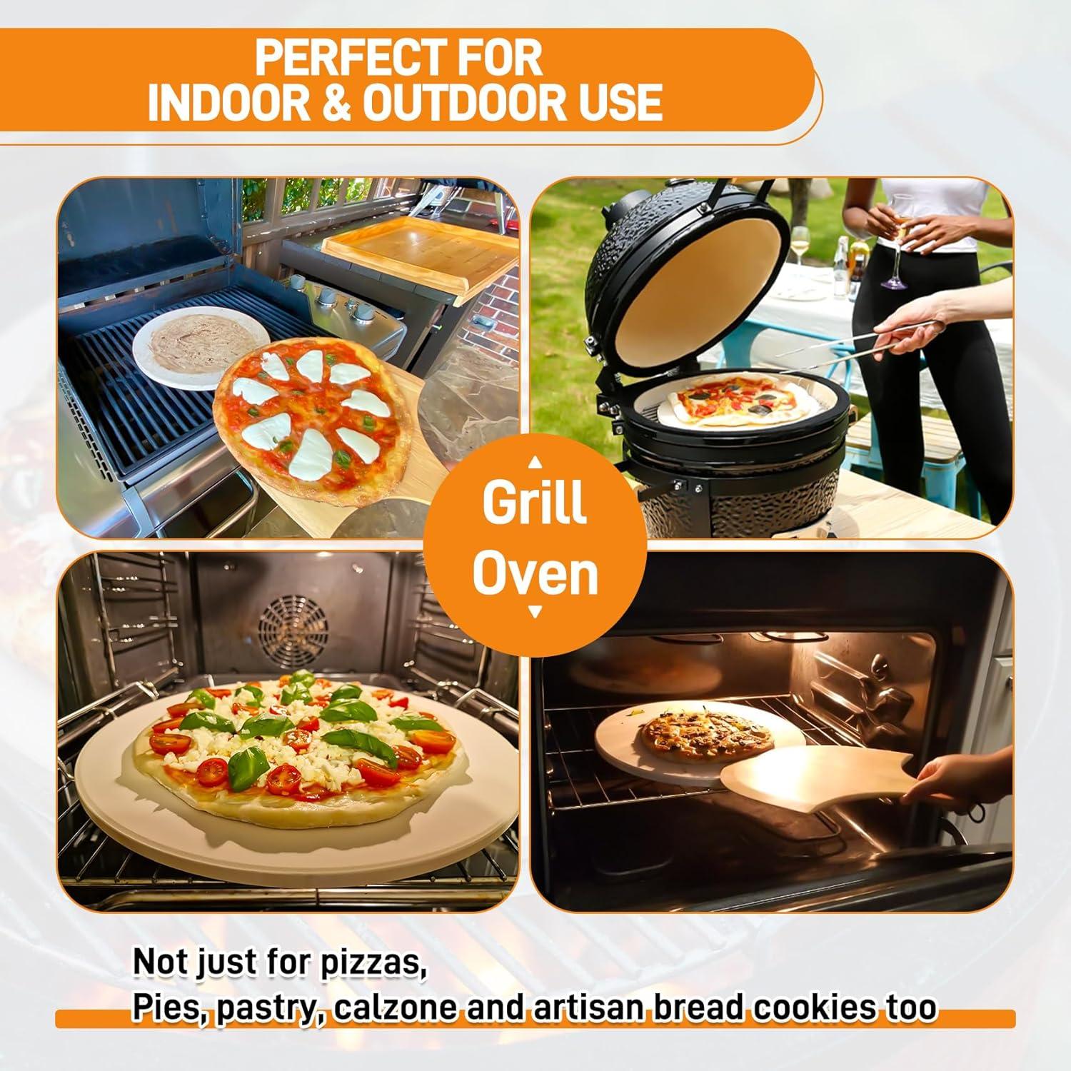 Piedra para Pizza Redonda 38 cm Cordierita para Parrilla Kamado Joe