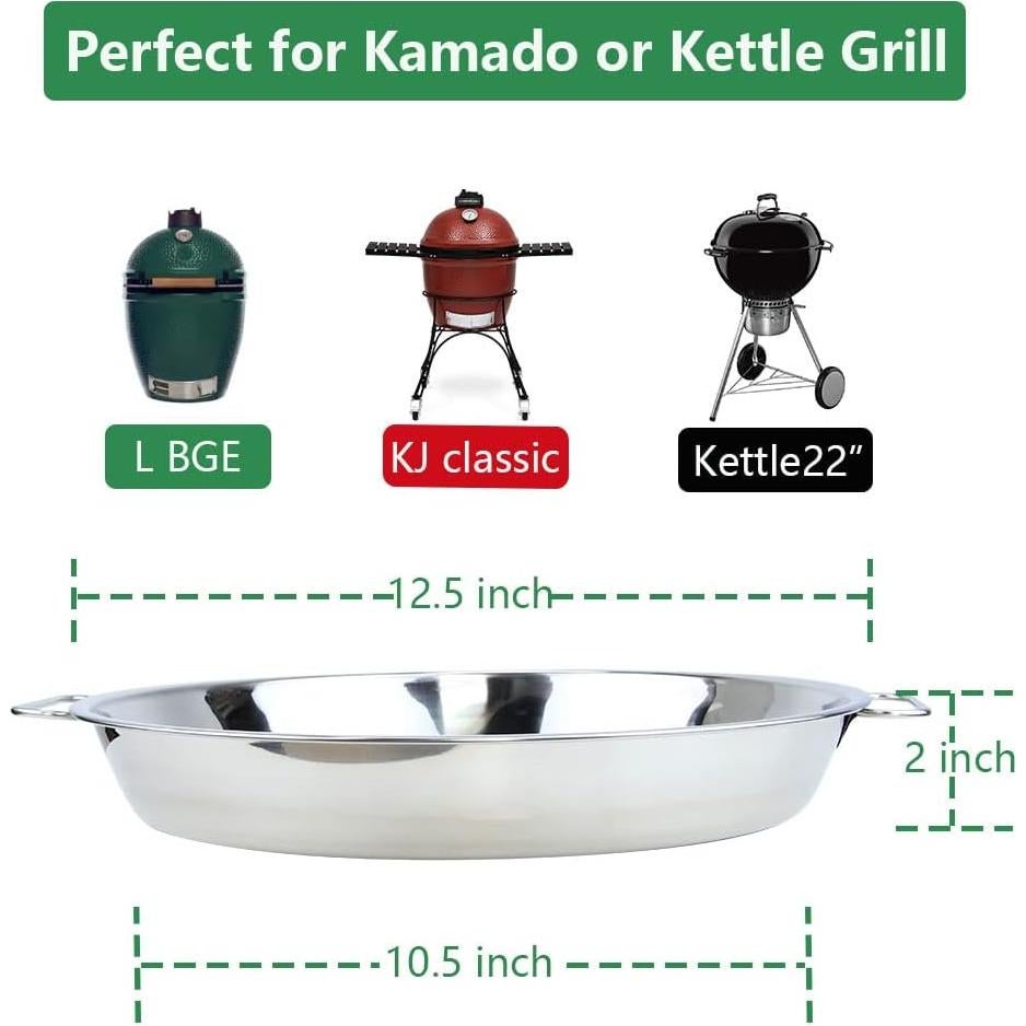Bandeja de Goteo Acero Inoxidable DOLAMOTY 31.75 cm Big Green Egg