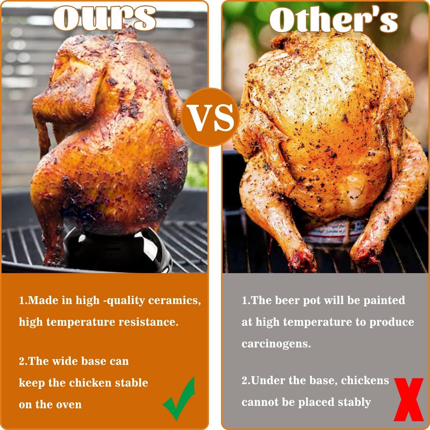 Soporte de Pollo Cerámica Negra KAMaster 11.43x12.7 cm BBQ