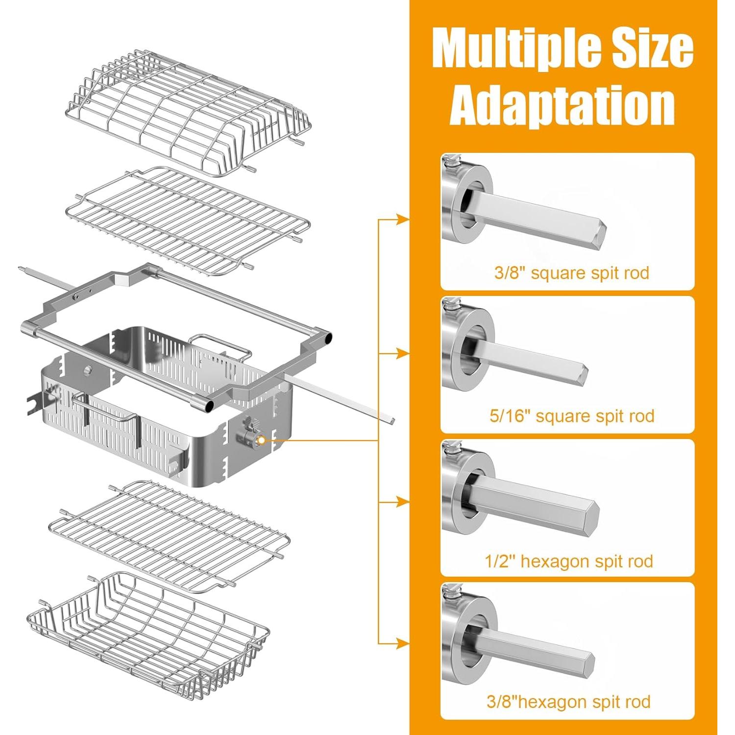 Kit de Cesta de Rotisserie KEESHA para Kamado Joe 32.5x20.3cm