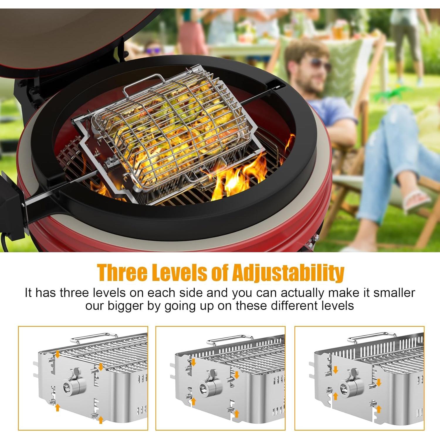 Kit de Cesta de Rotisserie KEESHA para Kamado Joe 32.5x20.3cm