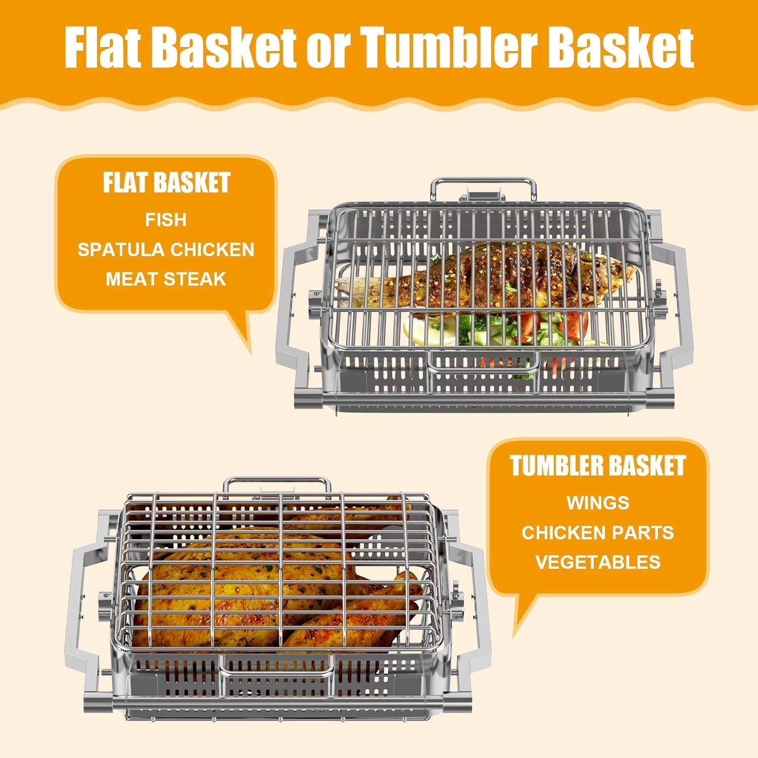 Kit de Cesta de Rotisserie KEESHA para Kamado Joe 32.5x20.3cm