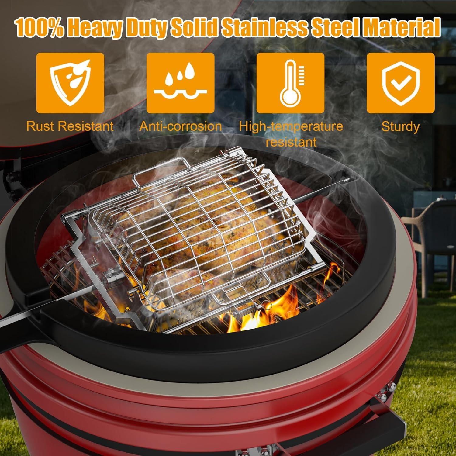 Kit de Cesta de Rotisserie KEESHA para Kamado Joe 32.5x20.3cm