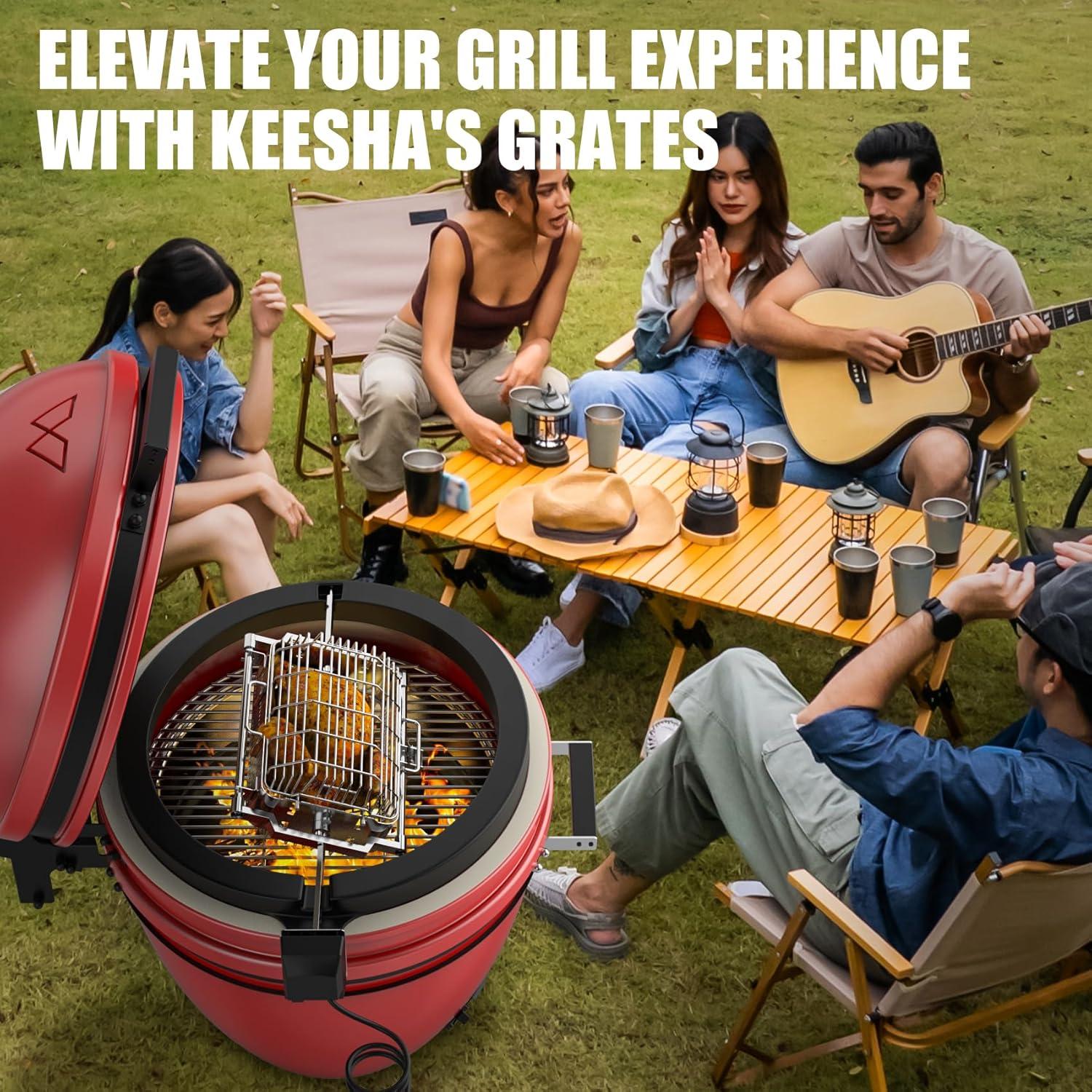 Kit de Cesta de Rotisserie KEESHA para Kamado Joe 32.5x20.3cm