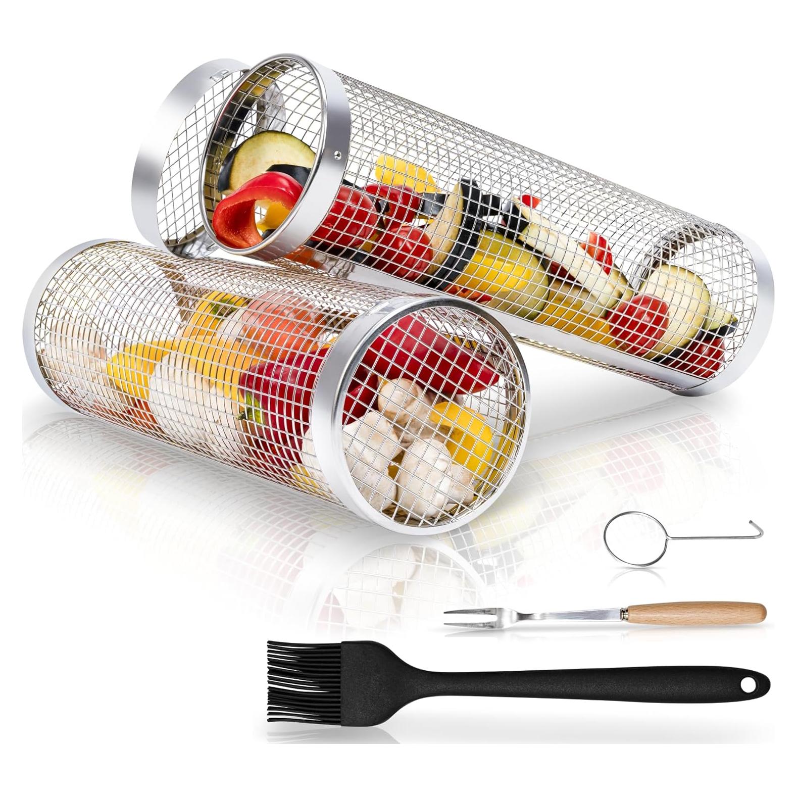 Cesta de Parrilla Rodante MODAURA 30x8.9cm Acero Inoxidable