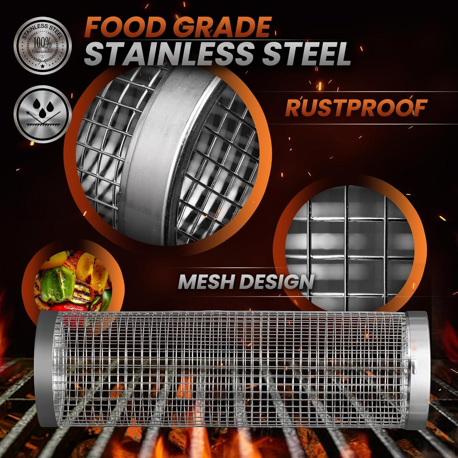 Cesta de Parrilla Rodante MODAURA 30x8.9cm Acero Inoxidable