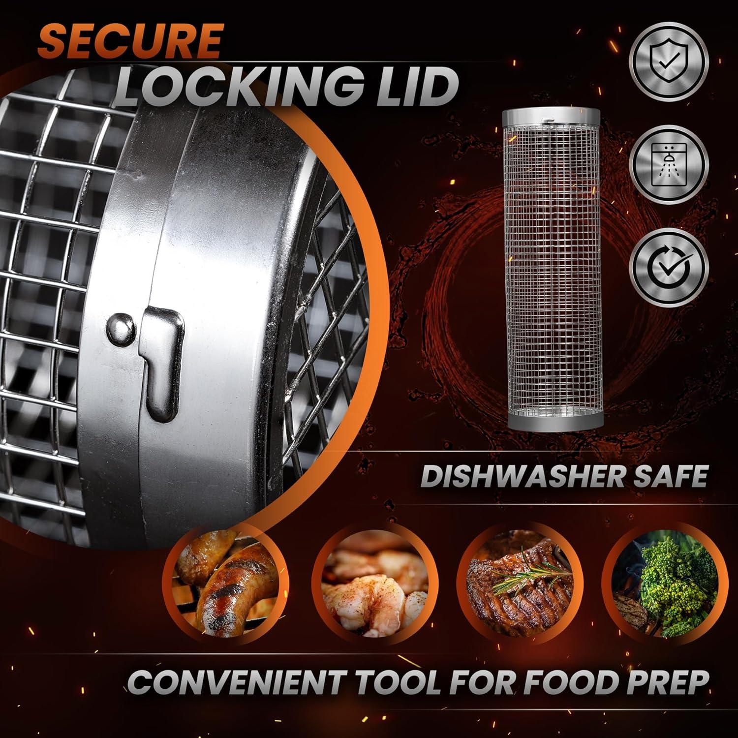 Cesta de Parrilla Rodante MODAURA 30x8.9cm Acero Inoxidable