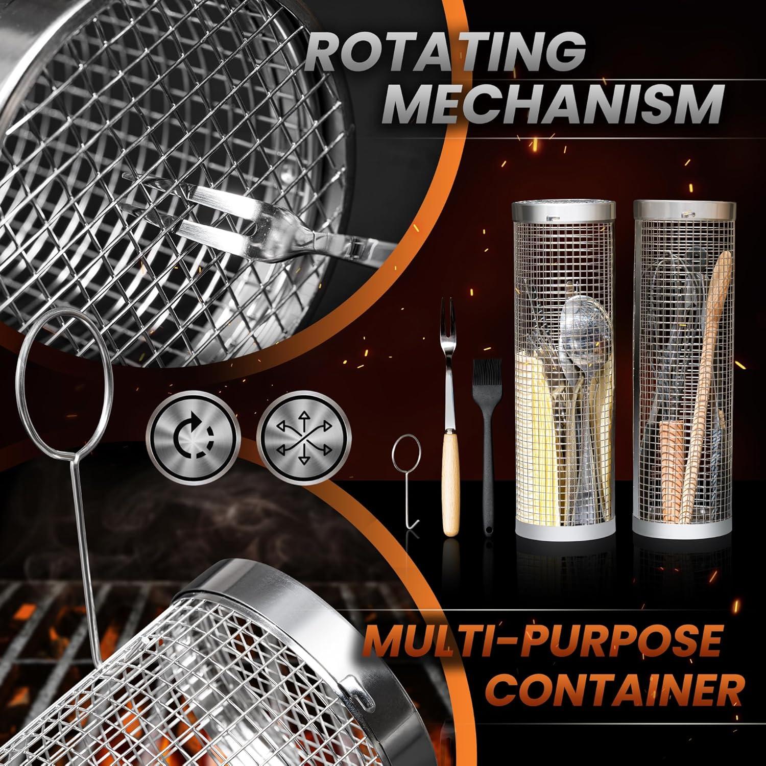 Cesta de Parrilla Rodante MODAURA 30x8.9cm Acero Inoxidable