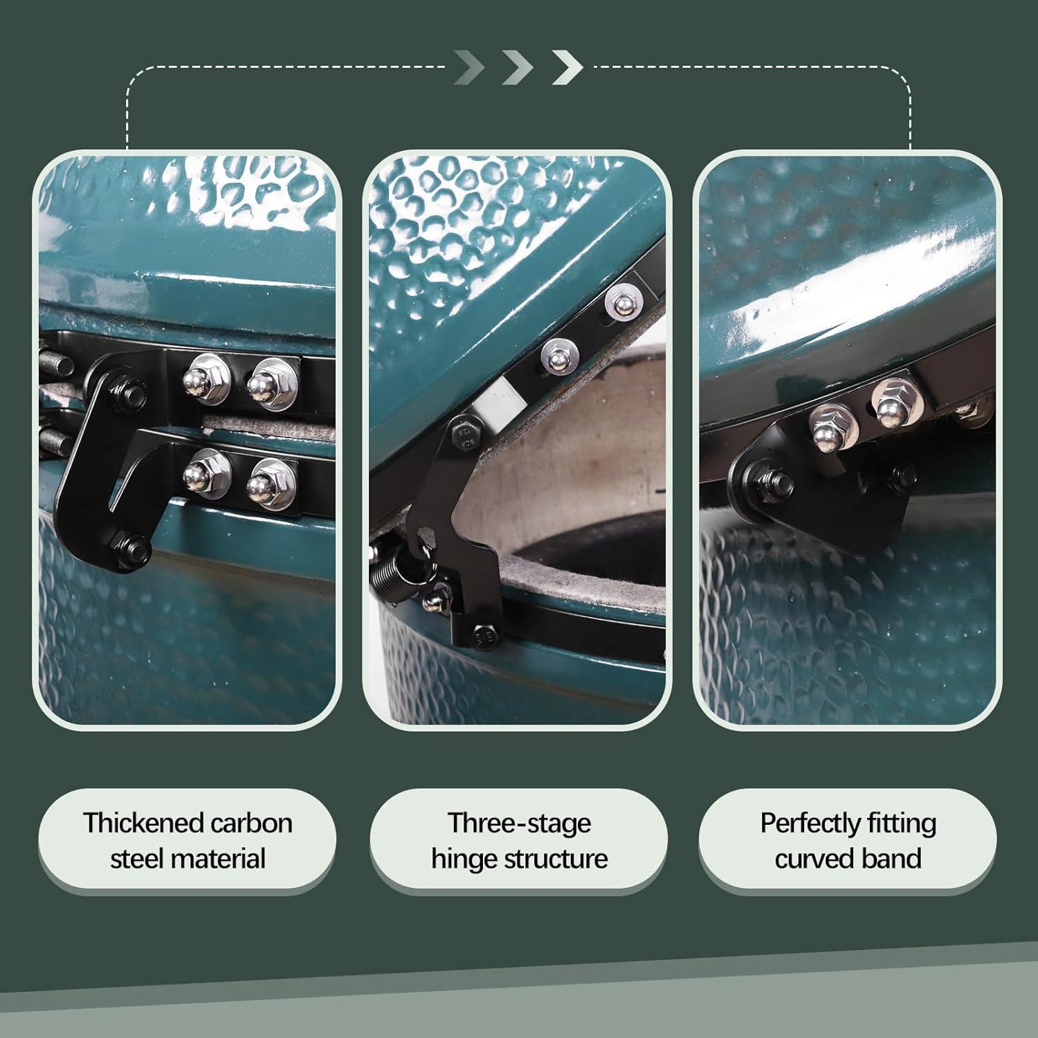 Conjunto de bisagra Vankey para parrilla Green Egg grande