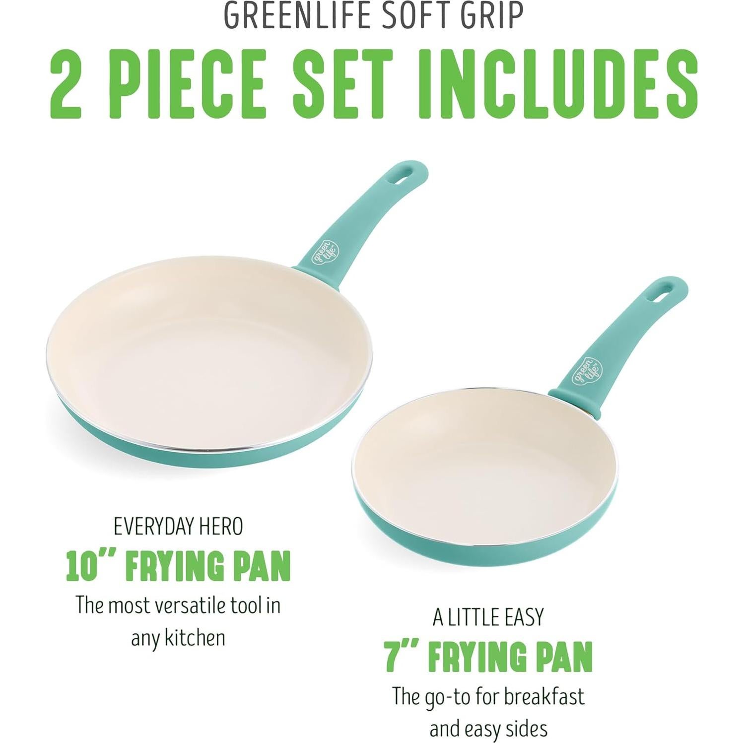 Juego de Sartenes Antiadherentes GreenLife Soft Grip 7" y 10"