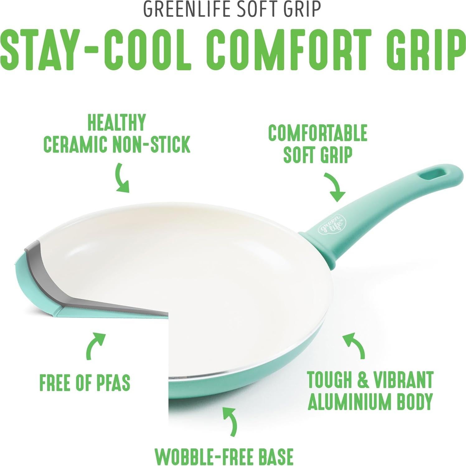 Juego de Sartenes Antiadherentes GreenLife Soft Grip 7" y 10"