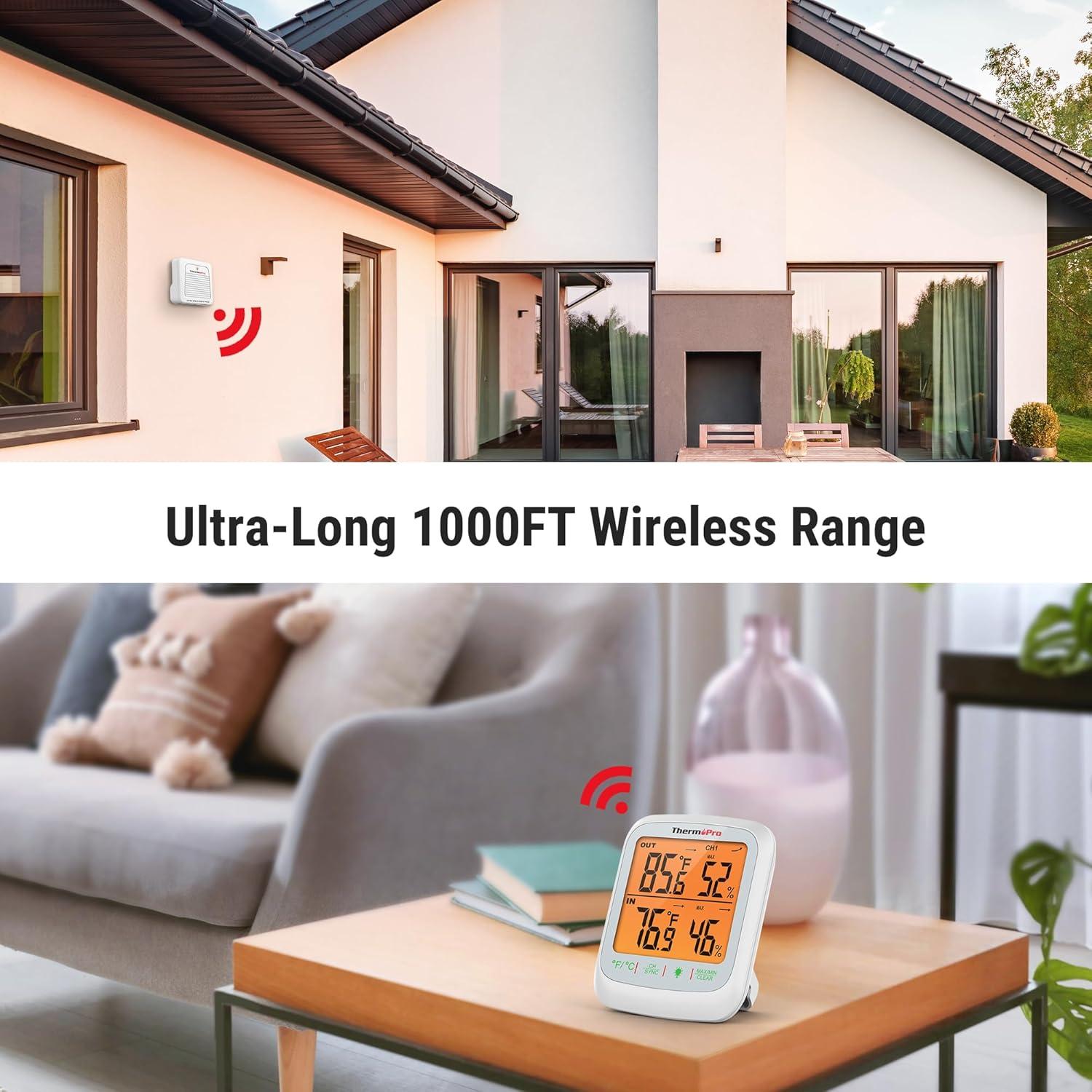 Termómetro Inalámbrico ThermoPro TP260B para Interior y Exterior