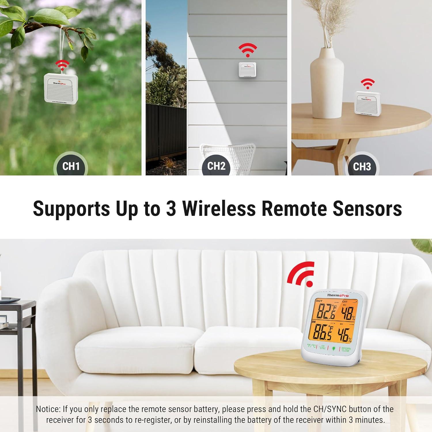 Termómetro Inalámbrico ThermoPro TP260B para Interior y Exterior