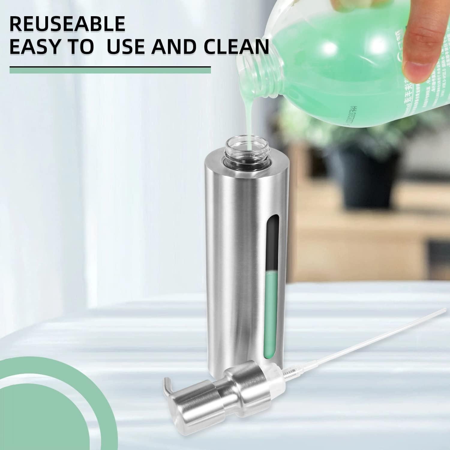 Dispensador de Jabón Acero Inoxidable GLUBEE 200ml Transparente