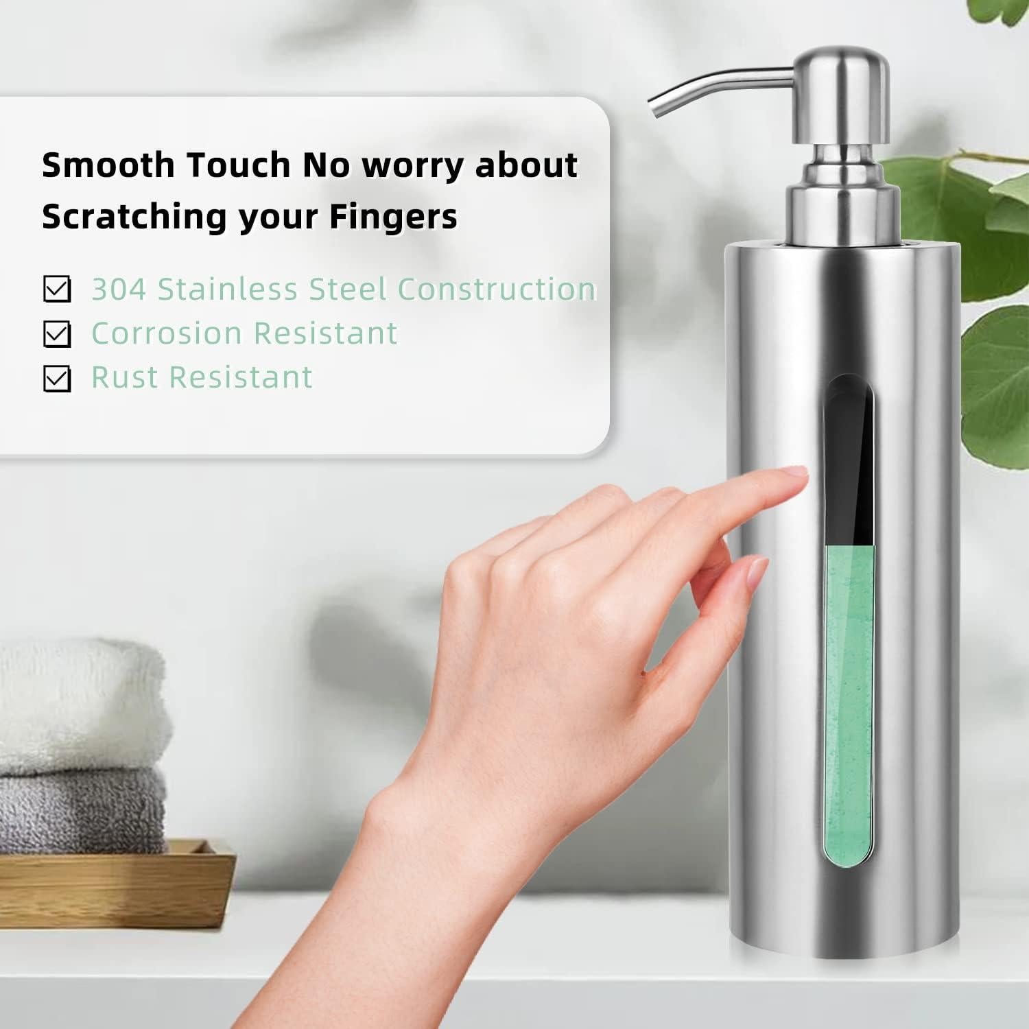 Dispensador de Jabón Acero Inoxidable GLUBEE 200ml Transparente