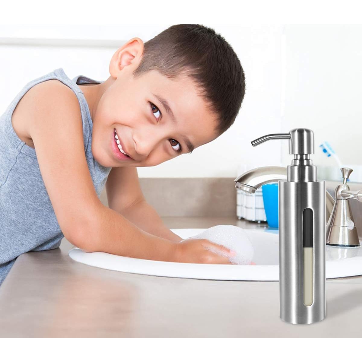 Dispensador de Jabón Acero Inoxidable GLUBEE 200ml Transparente